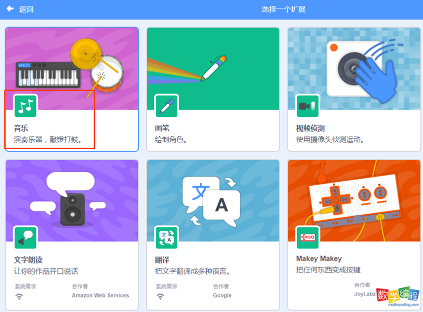 scratch软件里添加音乐扩展 scratch软件里添加音乐扩展