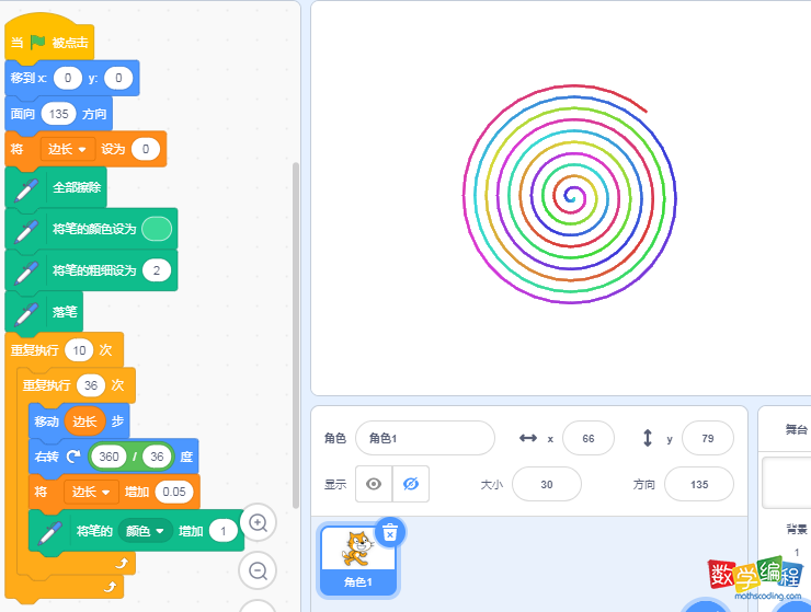 scratch画圆形螺旋完整实现 scratch画圆形螺旋完整实现
