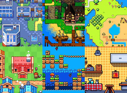 像素游戏素材地图场景平铺图块RPGmaker系列美术资源