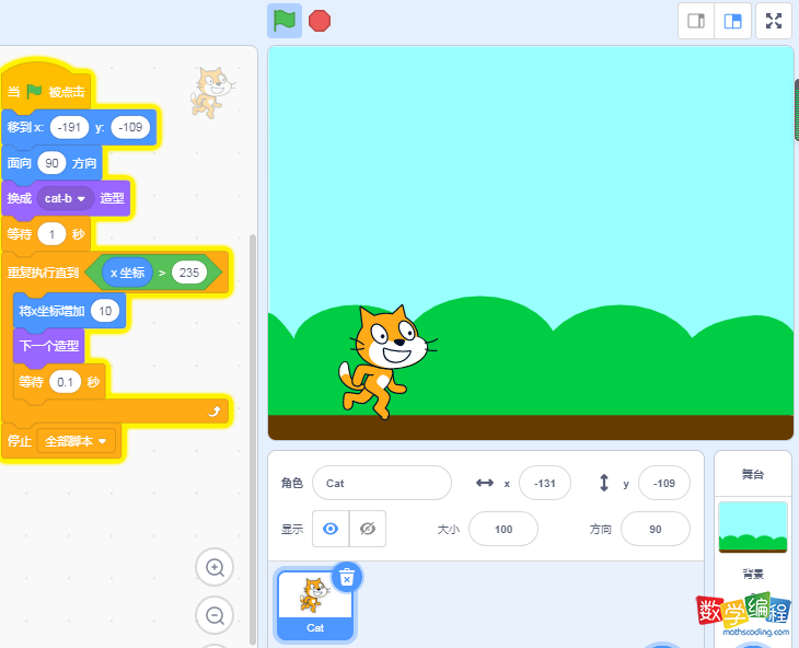 scratch编程让小猫跑步
