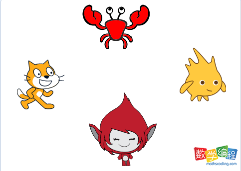 4角色在舞台上排成一圈