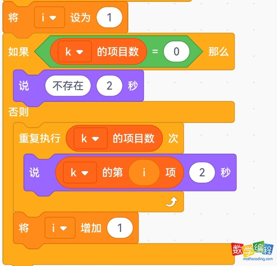 变量列表k中满足条件的数