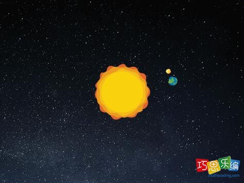 scratch地球绕着太阳转，月亮绕着地球转