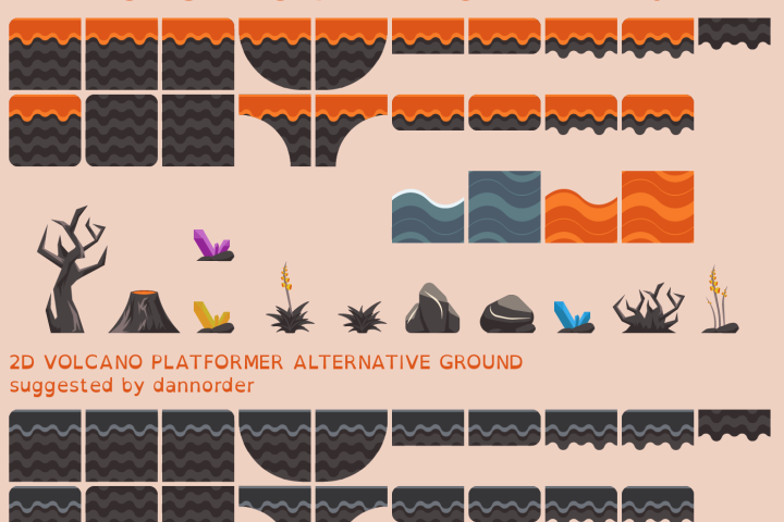 2D横版火山场景地图拼块素材 – Scratch编程