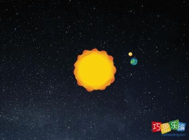 scratch地球绕着太阳转，月亮绕着地球转