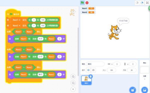 scratch比较大小,用scratch比较2个数字的大小